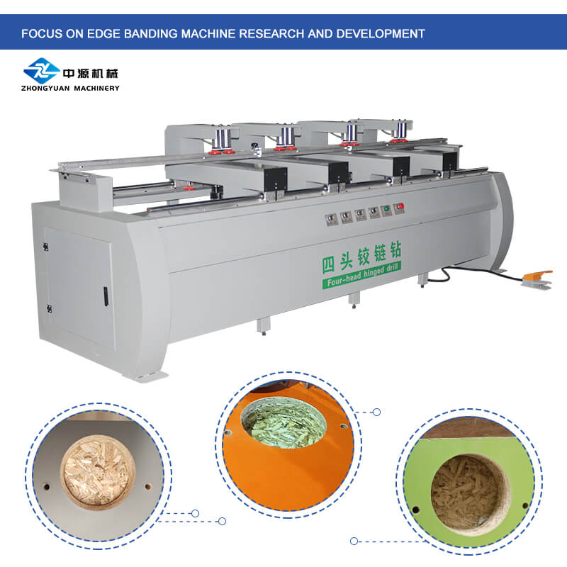 High-precision Woodworking 4 Heads Dust-free Hinge Drilling Machine