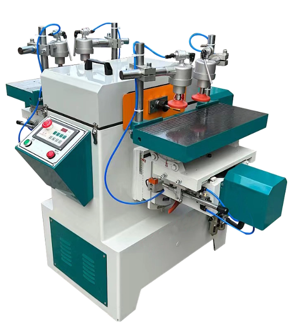 Mortise and Tenon Machine used for precise wood joinery, showcasing the cutting mechanism and secure clamping system.